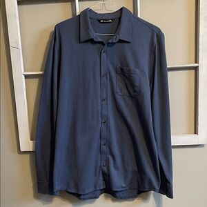 Travis Mathew Navy Blue Long-Sleeve Casual Button-Down Shirt